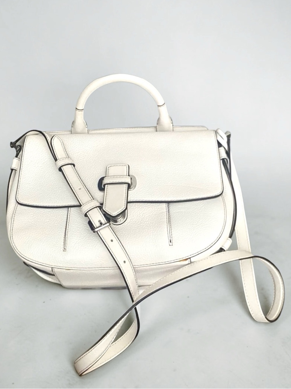 Michael Kors Cream Romy Large Top Handle Saddle Bag
